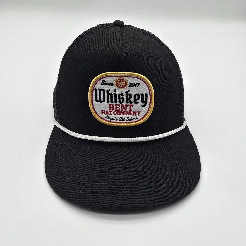 Whiskey Bent Hat Company Trucker Hat Black Snapback Rope Cap Since 2017 Mesh